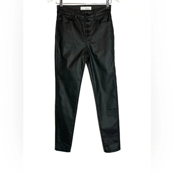 Kancan Faux Leather Skinny Pants Size 27 Button Fly High Rise Ankle Stretch EUC - Picture 4 of 11